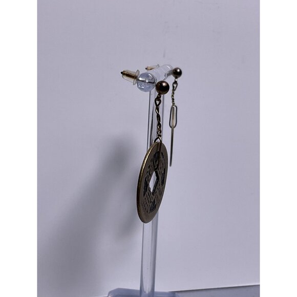 Vintage-Inspired Chinese Coin Dangle Earrings With Brass Finish - Picture 4 of 7